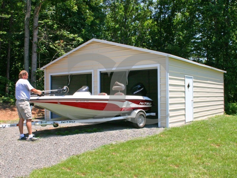 Garage | Boxed EaveRoof | 20W x26 L x 8H | 2-Car Metal Garage Garage | Boxed EaveRoof | 20W x26 L x 8H | 2-Car Metal Garage