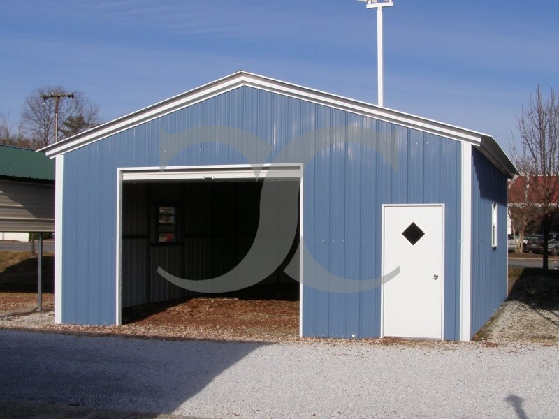 1-Car Metal Garage | Vertical Roof | 20W x 21L x 9H | Enclosed Garage 1-Car Metal Garage | Vertical Roof | 20W x 21L x 9H | Enclosed Garage