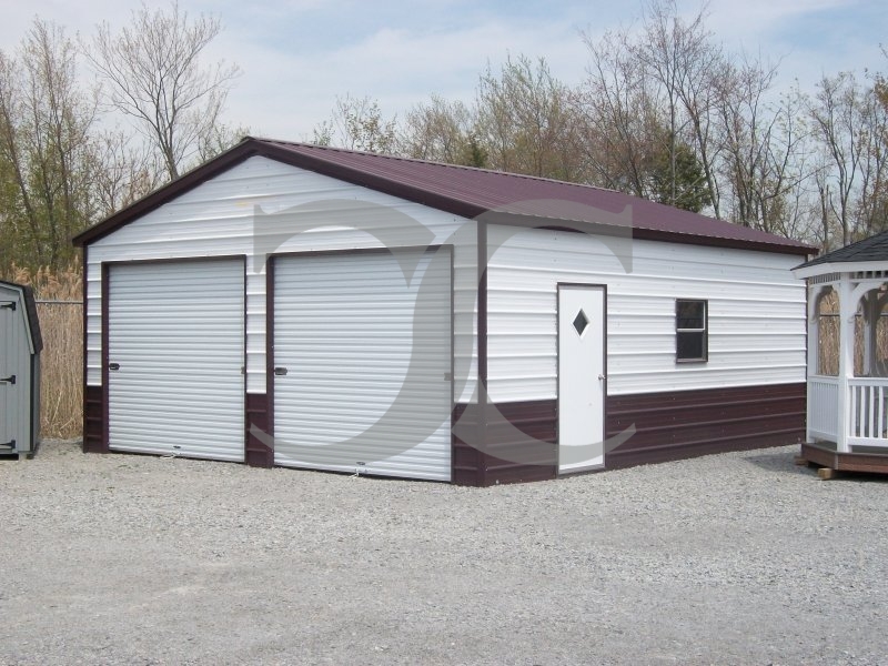 Metal Garage | Vertical Roof | 22W x 26L x 9H | 2-Car Garage Metal Garage | Vertical Roof | 22W x 26L x 9H | 2-Car Garage